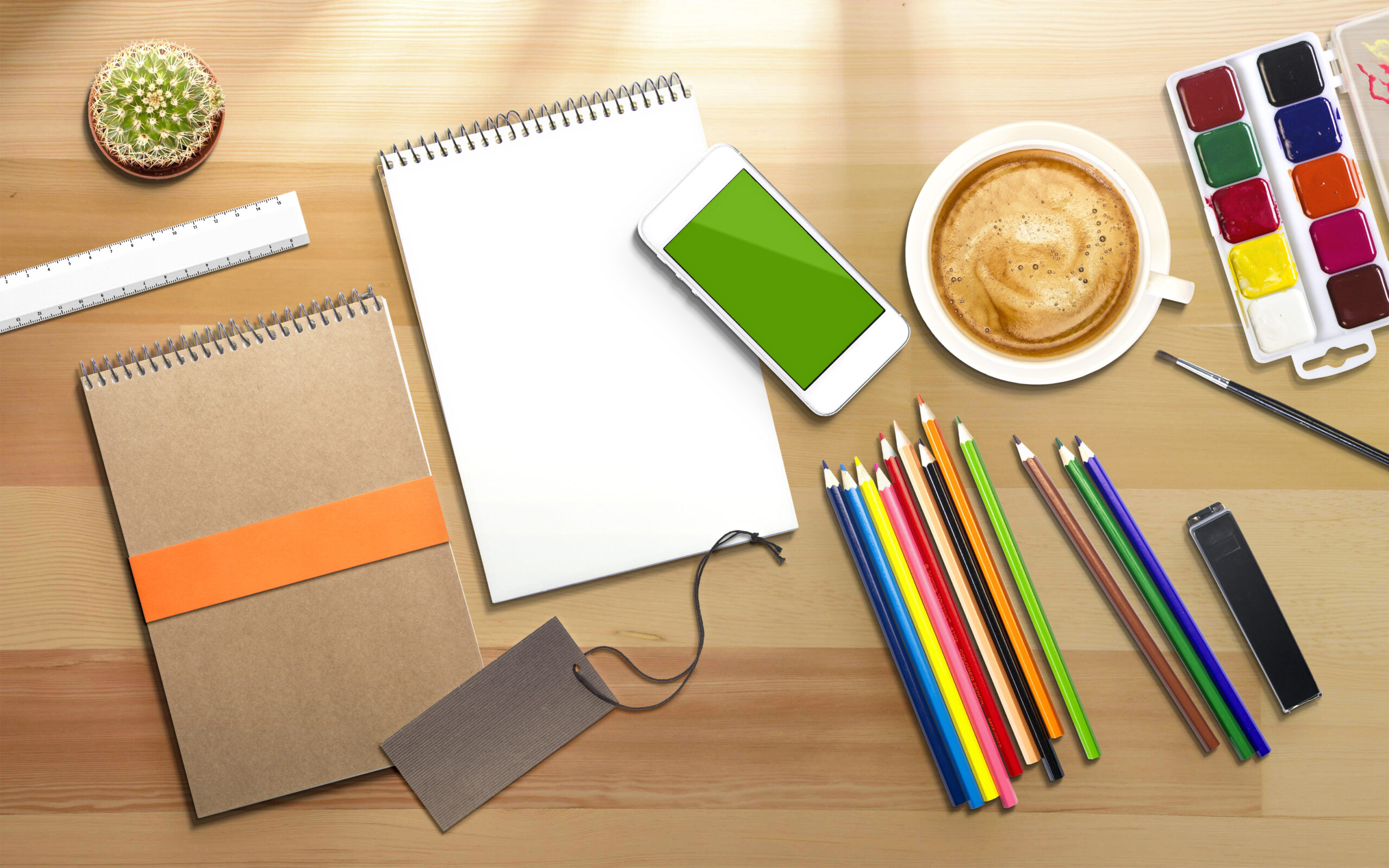 Hero header 3d illustration with artistic items.