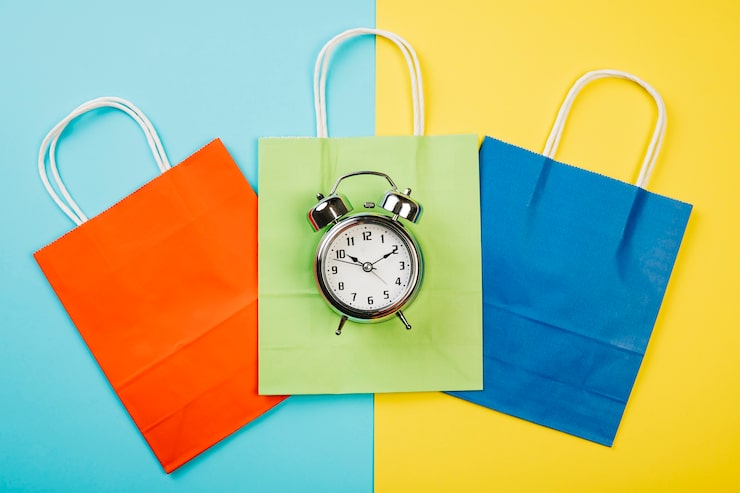 sales-concept-with-alarm-colorful-bags_23-2147730824